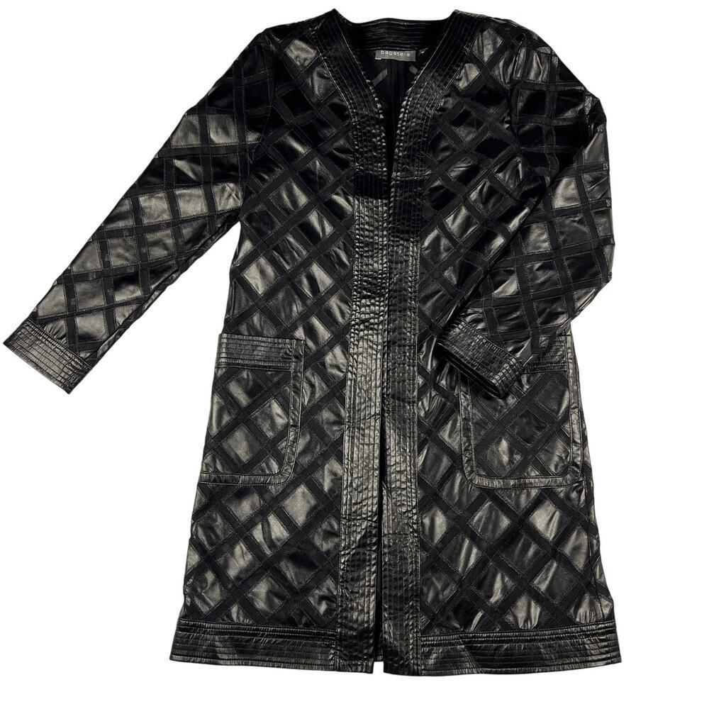 Bagatelle Faux Leather Vented Open Duster Jacket Black Size L